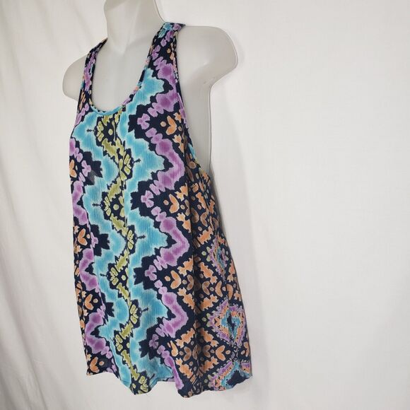 Aqua Tank Top Womens Size XS Printed Multicolor Racerback Printed 100% Rayon - Picture 6 of 8